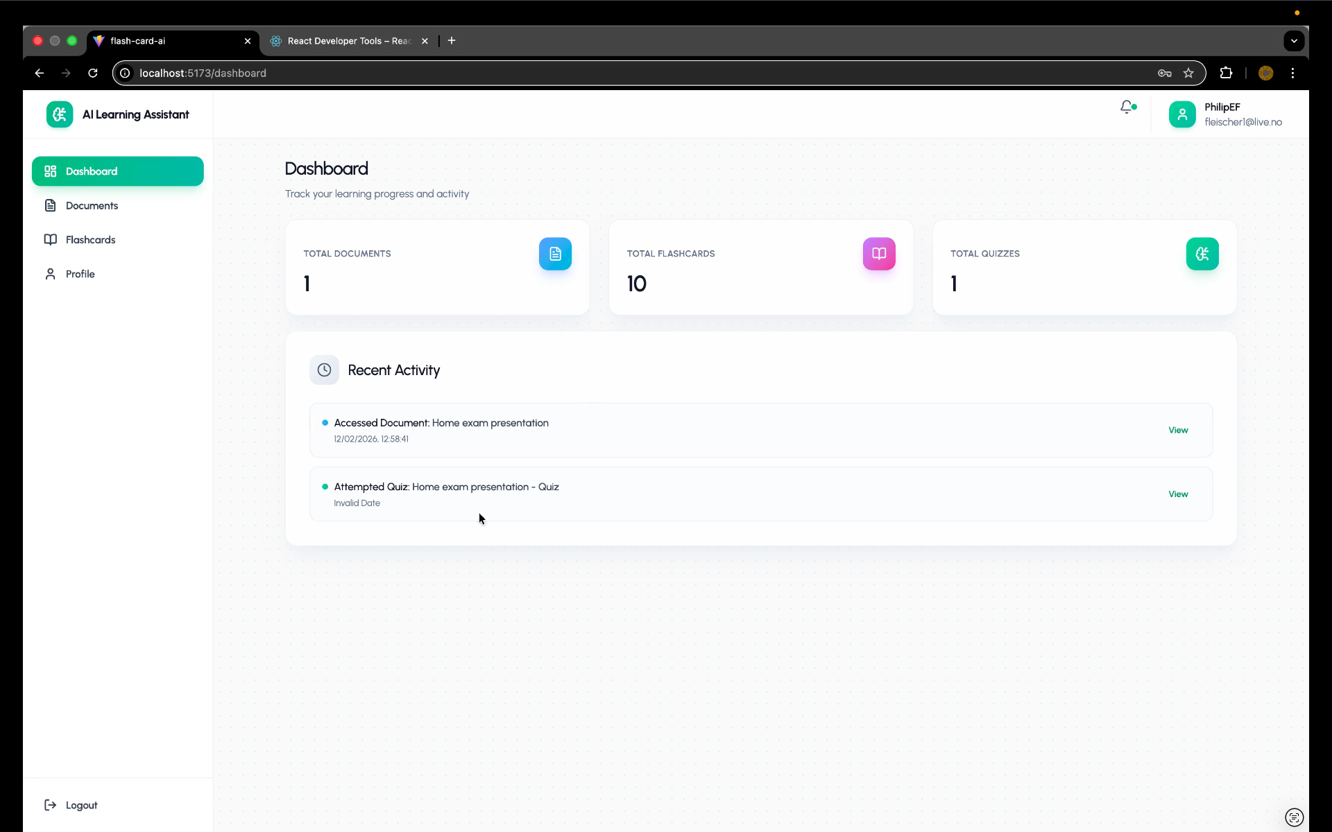 AI Flashcard Learning App